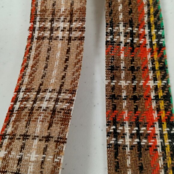 Vintage 1970s Ribbon Spool Pair Scotty Plaid Weather Proof Decorator Woven 1 3/8 - Picture 9 of 16